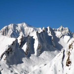 sullo sfondo il monte bianco e maudit