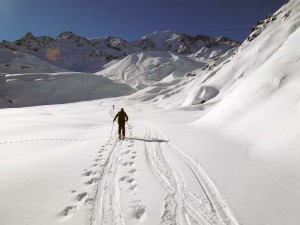 nel vallone con sul fondo la nord del petit combin